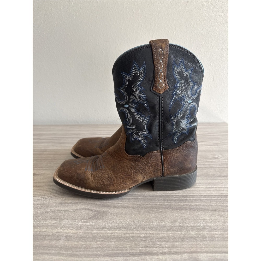 Ariat Tombstone Western Boots Youth Sz 3 Square Toe Leather 10012794 Earth Brown